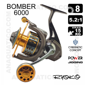 CARRETO RYOKO BOMBER 6000 BB 8 / Drag 15Kg / R 5.2:1
