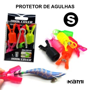 Protetores para agulhas Akami em ABS resistente, tamanhos S e L, conjunto de 6 peças coloridas com mosquetão para eging.