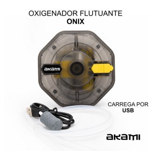 Oxigenador flutuante AKAMI ONIX recarregável USB-C com tubo de silicone e pedra difusora