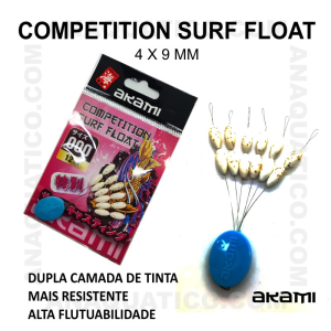 FLUTUADOR AKAMI COMPETITION SURF FLOAT Nº000 - 4X9.5MM COR BRANCO COM GLITTER - 12 PCS