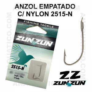 ANZOL ZUN ZUN EMPATADO 2515-N Nº 4 NICKEL - LINHA NYLON - 0.30mm - C/ 10 PCS