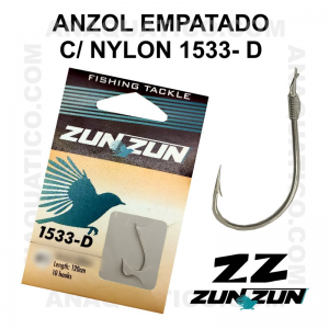 ANZOL ZUN ZUN EMPATADO 1533-D Nº 4 NICKEL - LINHA NYLON - 0.30mm - C/ 10 PCS