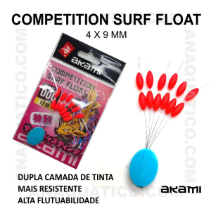 FLUTUADOR AKAMI COMPETITION SURF FLOAT Nº000 - 4X9.5MM COR VERMELHO - 12 PCS