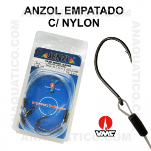 ANZOL VMC EMPATADO Nº 5/0 BLACK NICKEL - LINHA NYLON- 0.90mm  - 2 PCS