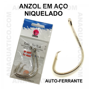 ANZOL DEGA  7371 AÇO NIQUELADO AUTO-FERRANTE Nº 6/0 C/ 3 PCS